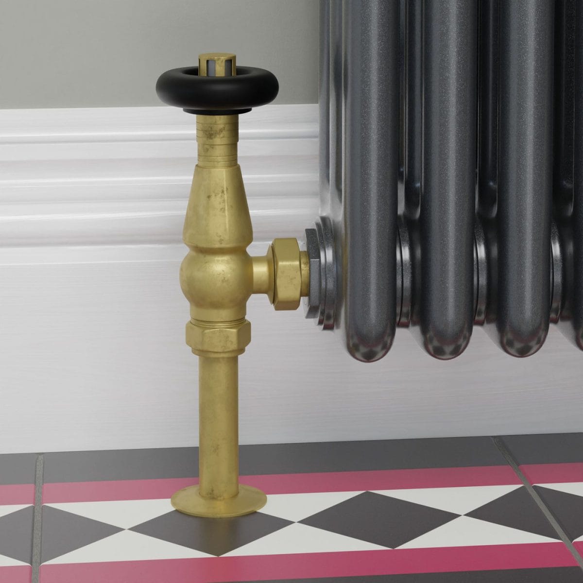 Jaguar Thermostatic Radiator Valve - Unlacquered Brass (Angled TRV) 15.jpg