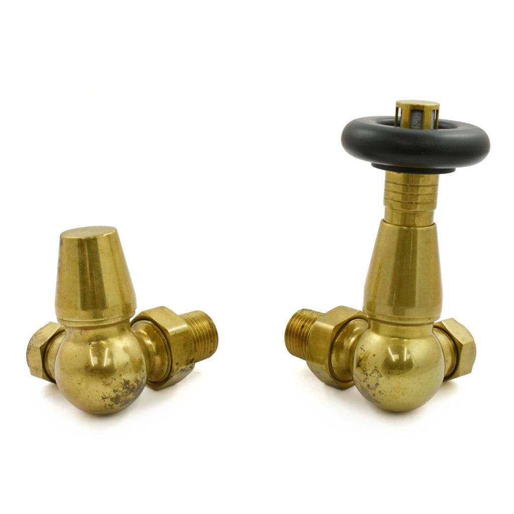 Jaguar Thermostatic Radiator Valve - Unlacquered Brass (Corner TRV).jpg