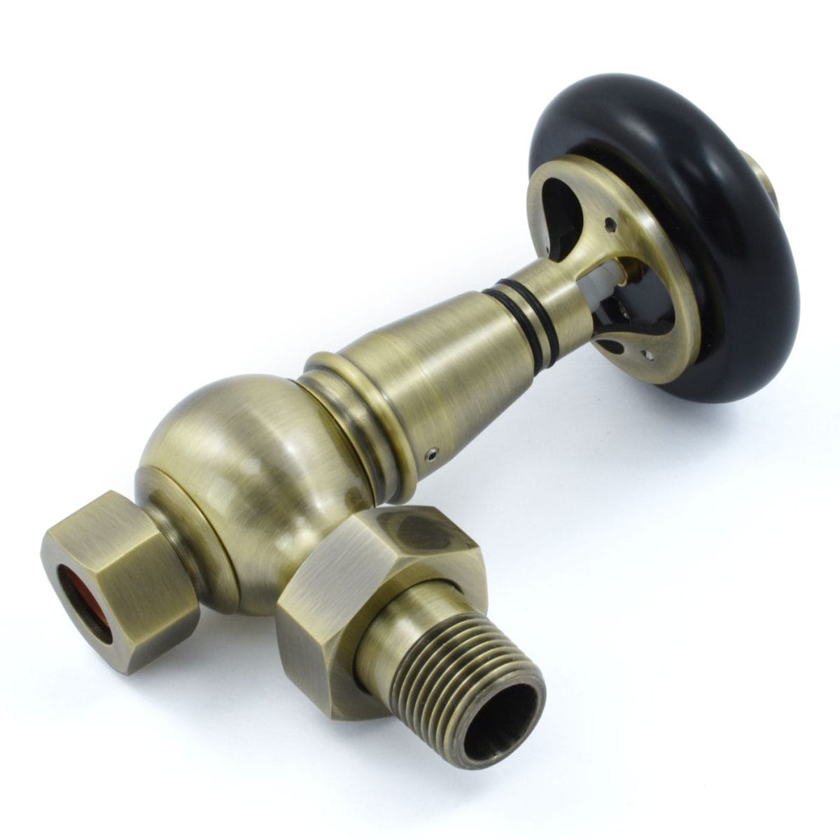 Amberley Thermostatic Radiator Valves - Antique Brass (Angled TRV) - Image 2