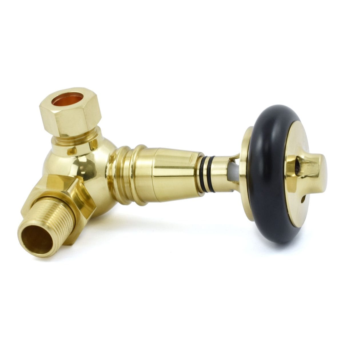 Amberley Thermostatic Radiator Valves - Polished Brass (Corner TRV) - Image 2