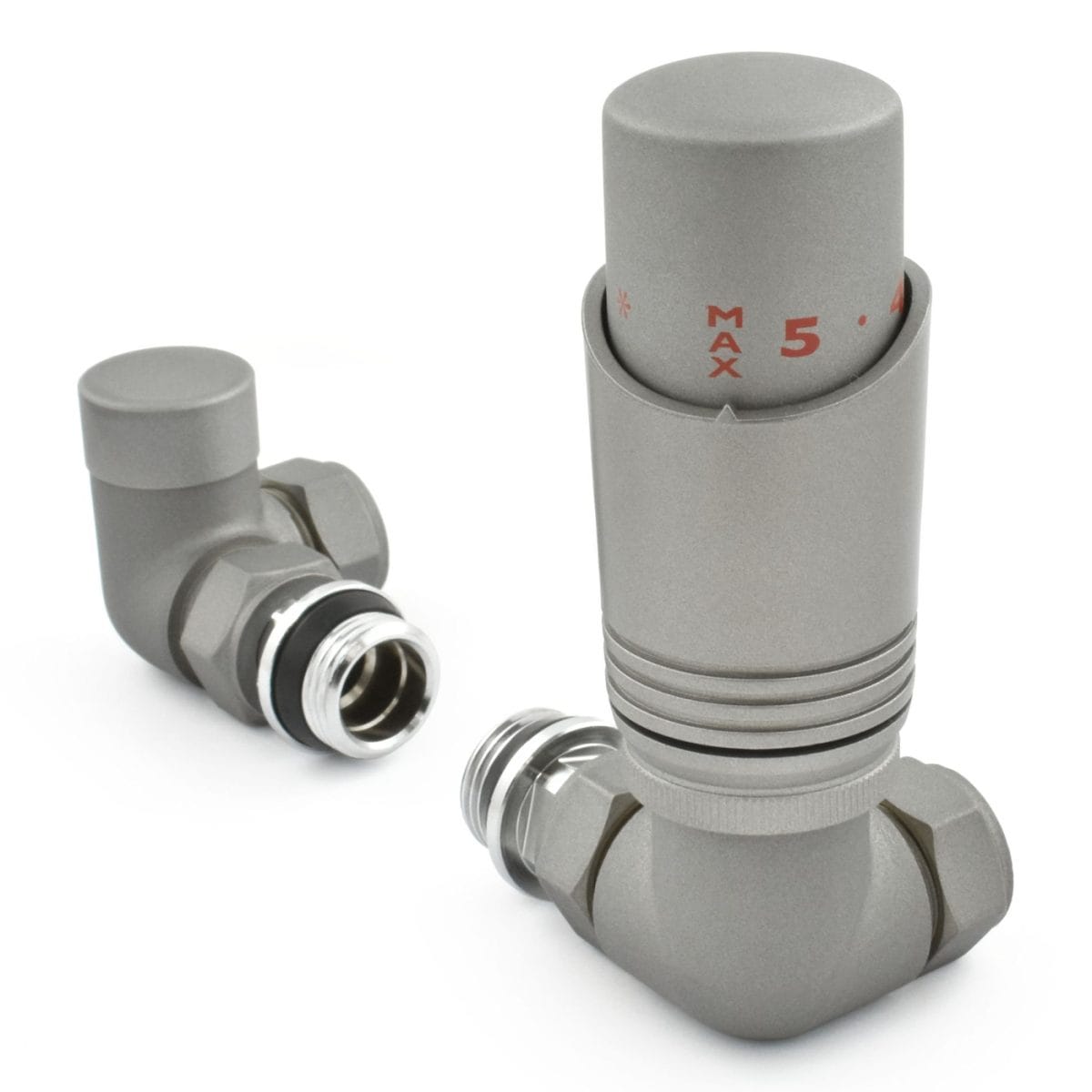 Delta Corner TRV Matte Metallic Grey Thermostatic Radiator Valve - Image 3