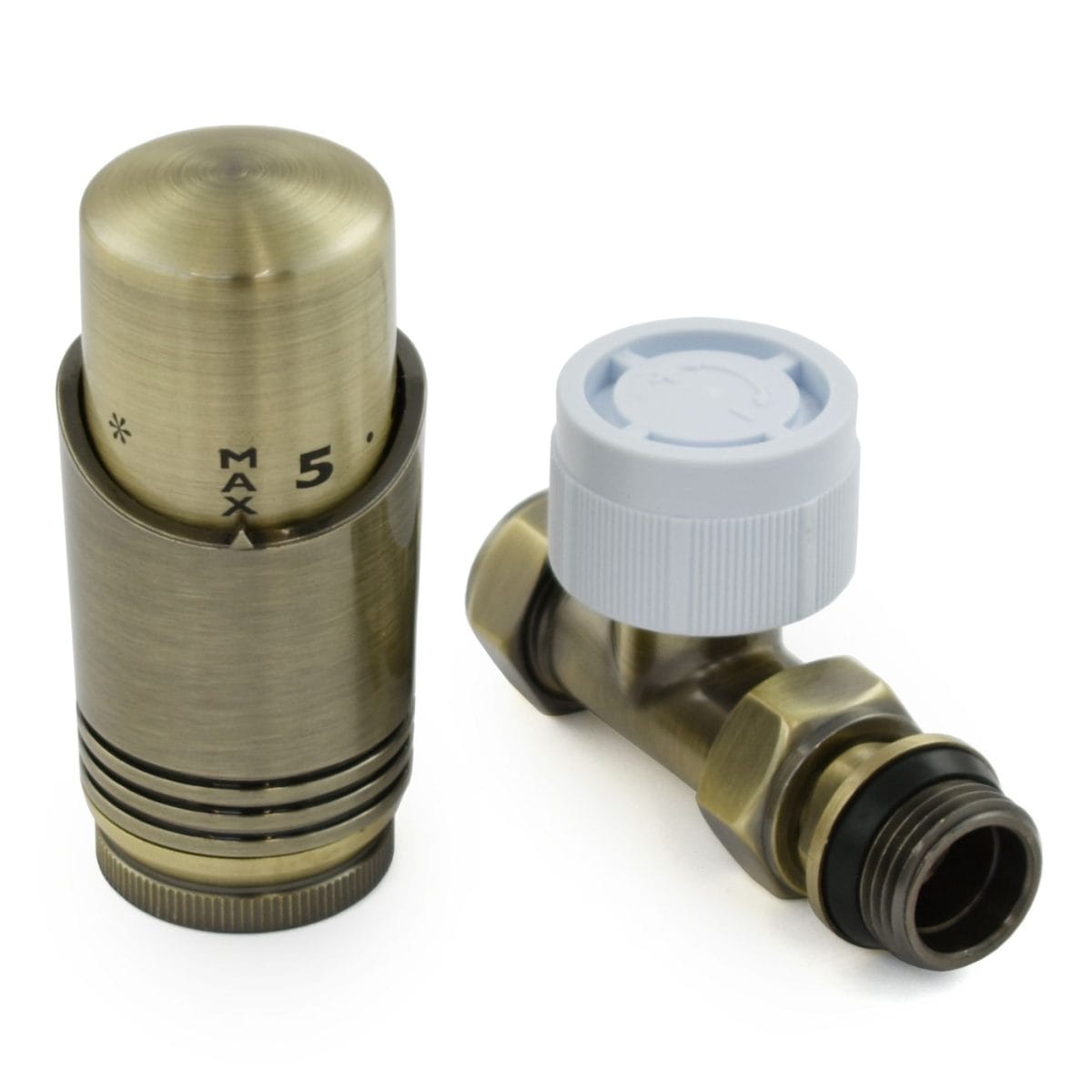 Delta Straight TRV Antique Brass Thermostatic Radiator Valve - Image 2