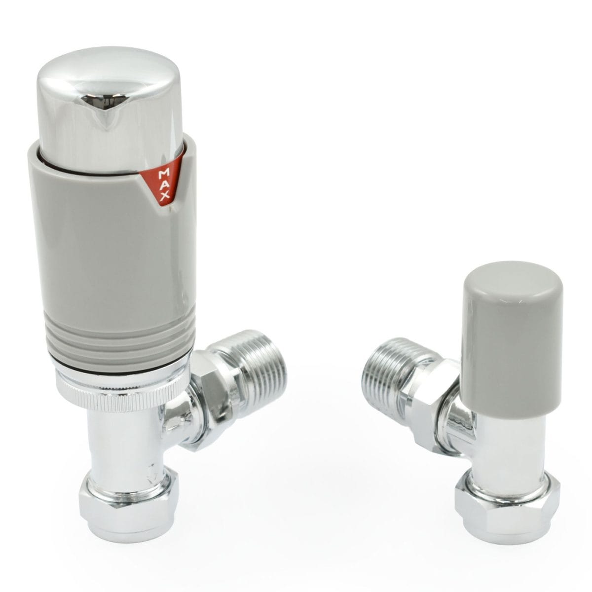 Echo Angled TRV Chrome & Silver Thermostatic Radiator Valve - Image 2