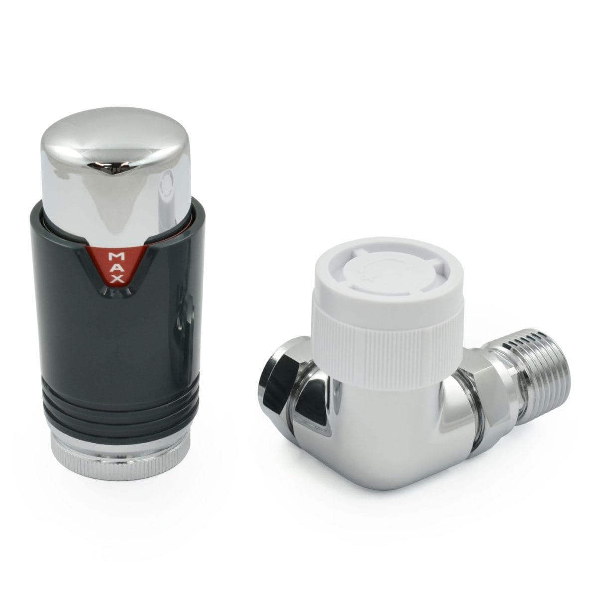 Echo Corner TRV Chrome & Anthracite Thermostatic Radiator Valve - Image 3