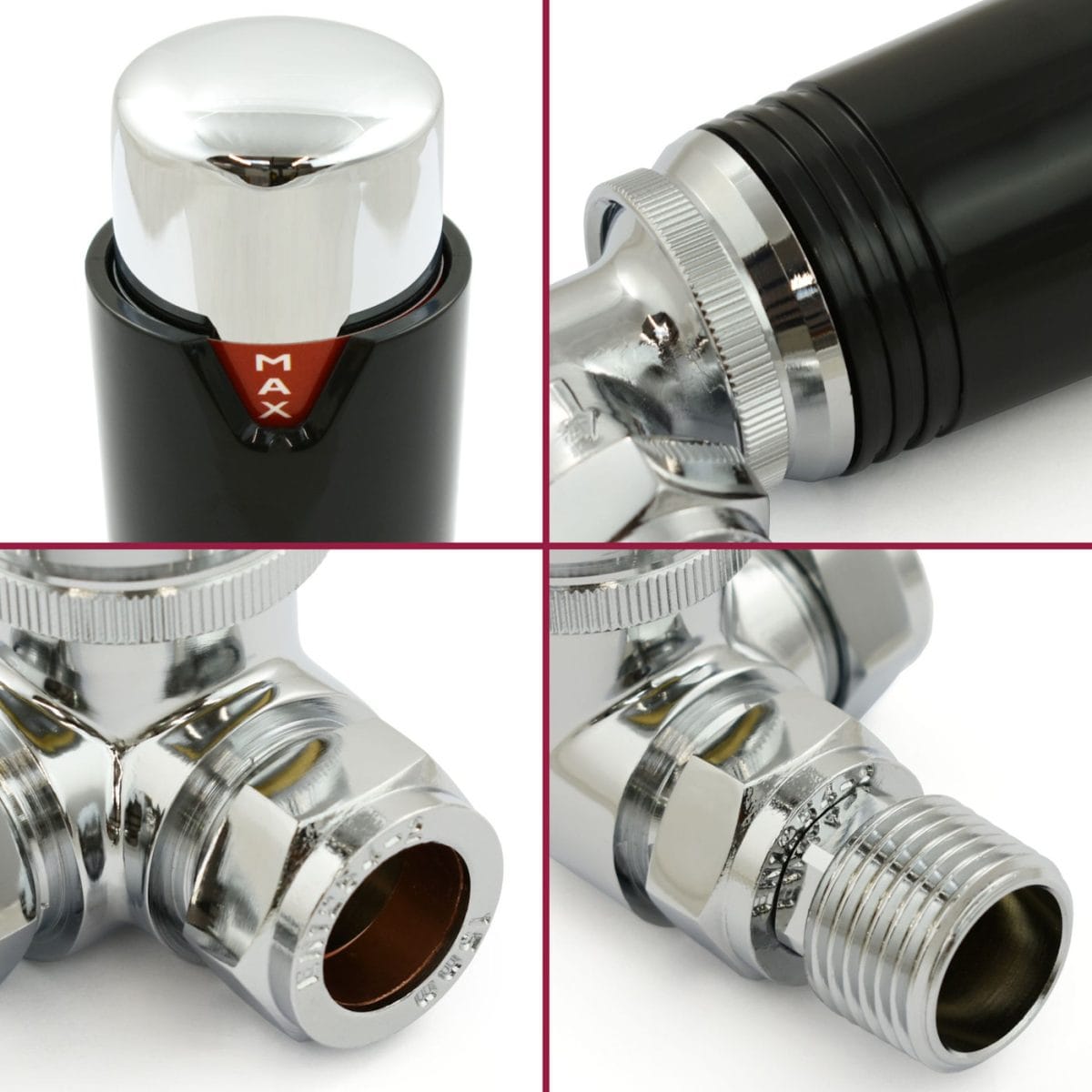 Echo Corner TRV Chrome & Black Thermostatic Radiator Valve - Image 5