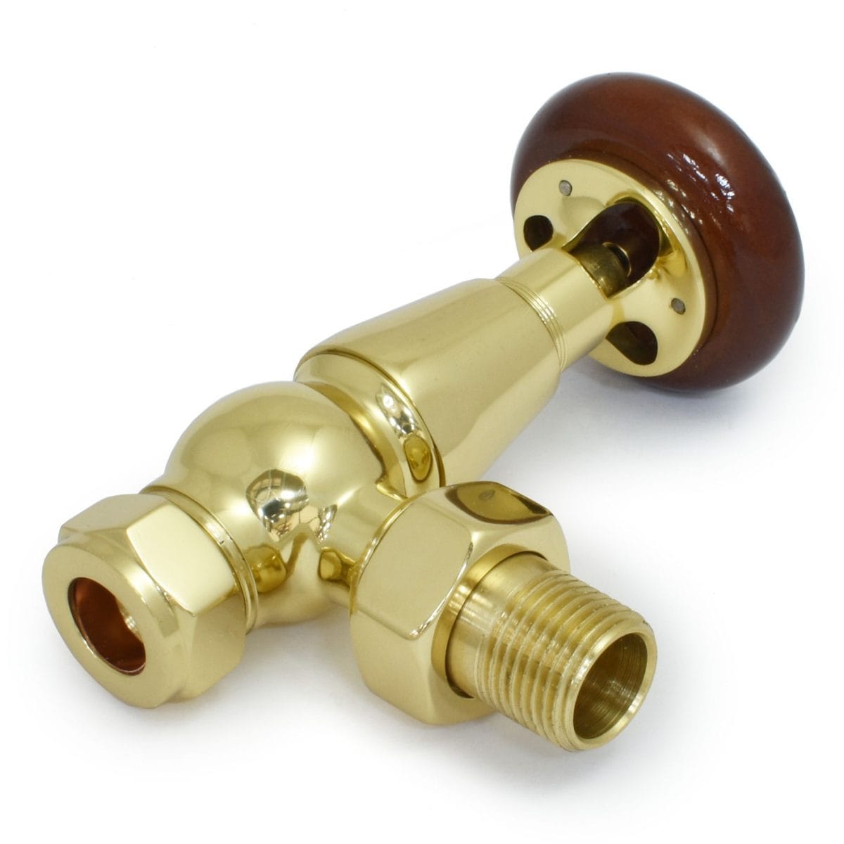 Eton Traditional Radiator Valve - Brass (Angled Manual) - Image 2