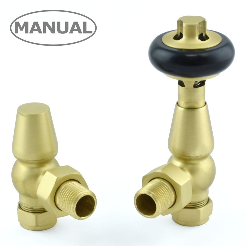 Eton Traditional Radiator Valve - Brushed Brass (Angled Manual).jpg