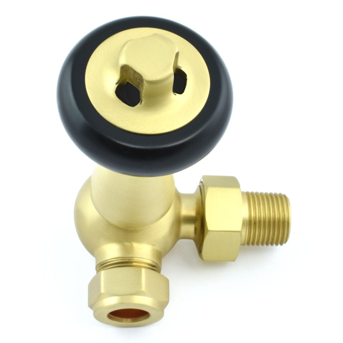 Eton Traditional Radiator Valve - Brushed Brass (Corner Manual) - Image 3