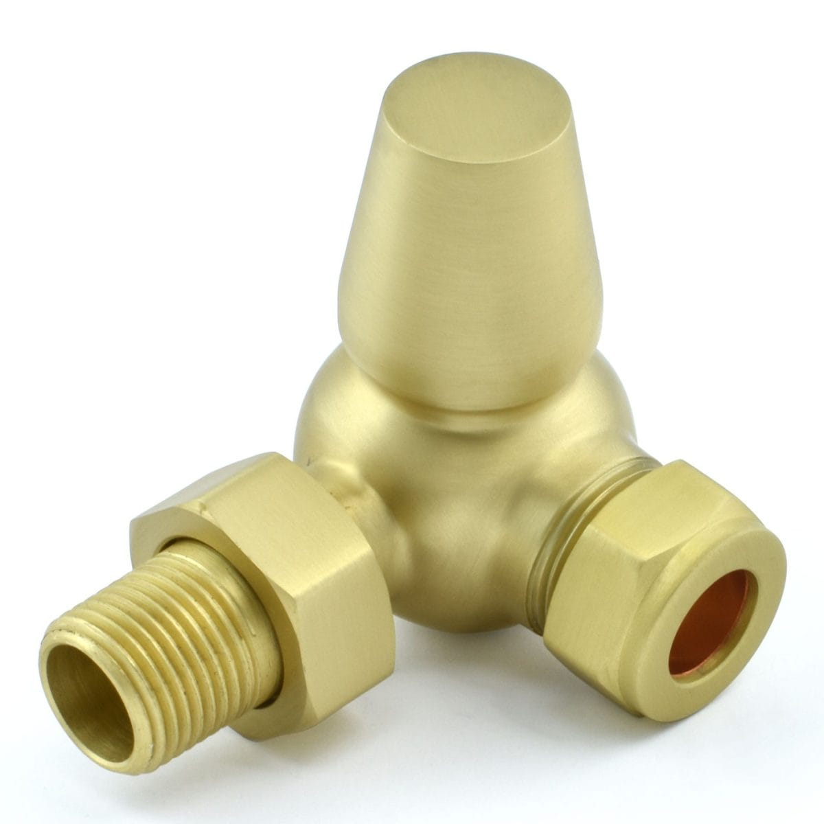 Eton Traditional Radiator Valve - Brushed Brass (Corner Manual) - Image 4