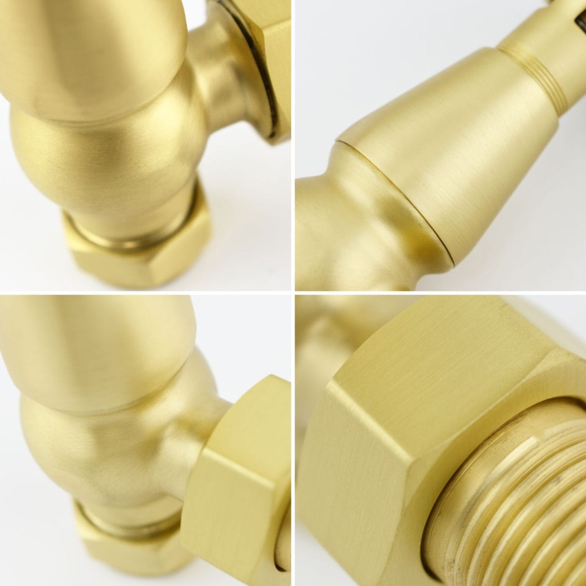 Eton Traditional Radiator Valve - Brushed Brass (Corner Manual) - Image 5