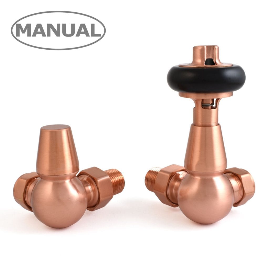 Eton Traditional Radiator Valve - Brushed Copper (Corner Manual).jpg