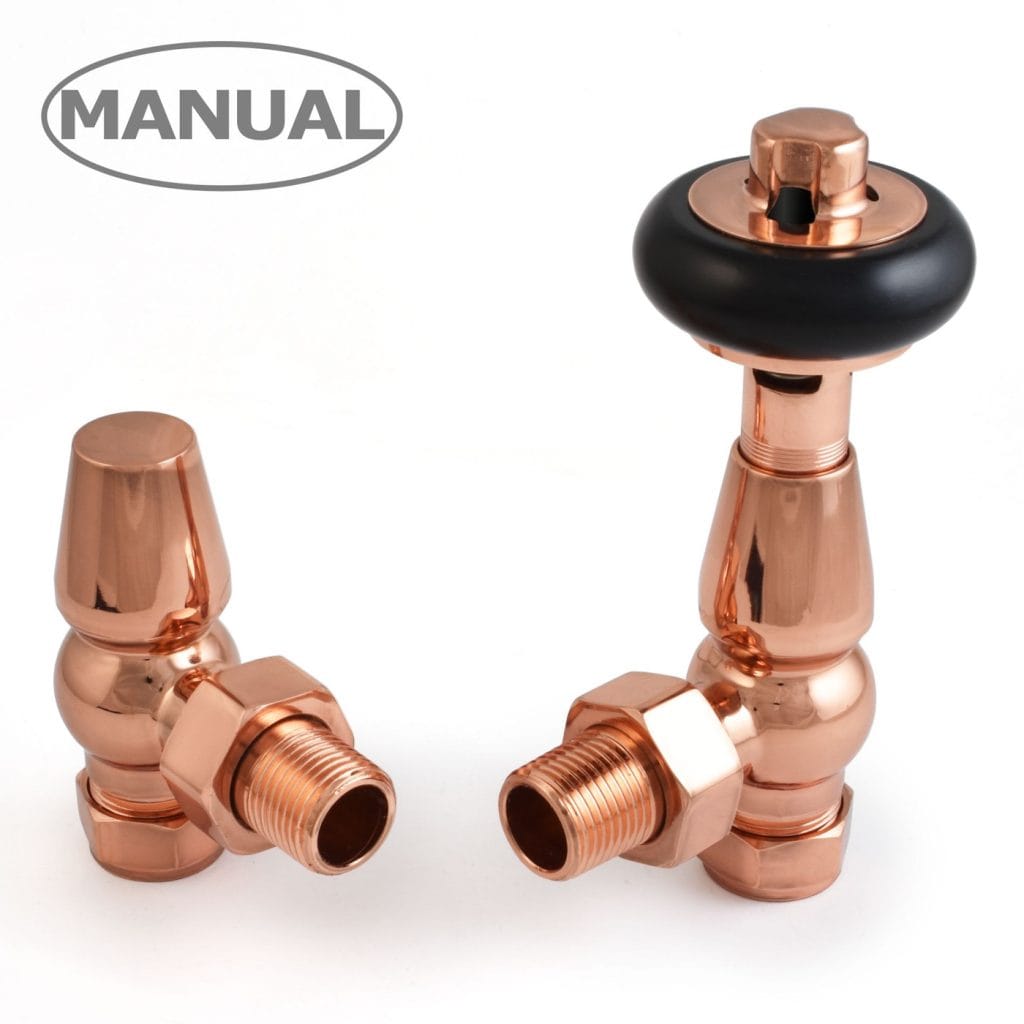 Eton Traditional Radiator Valve - Polished Copper (Angled Manual).jpg