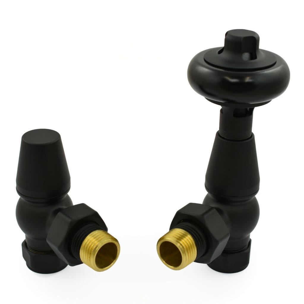 Eton Traditional Radiator Valve - Satin Black (Angled Manual).jpg