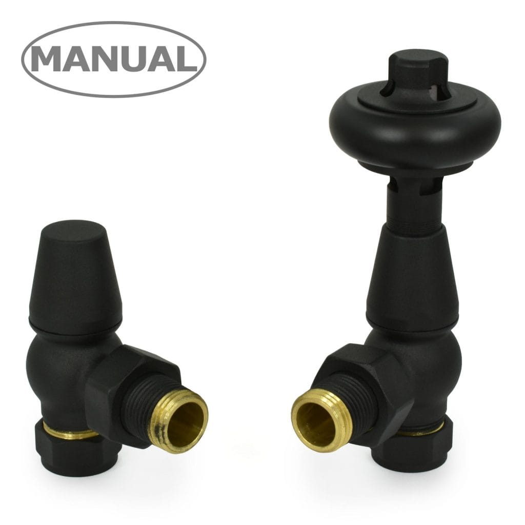 Eton Traditional Radiator Valve - Textured Black (Angled Manual).jpg