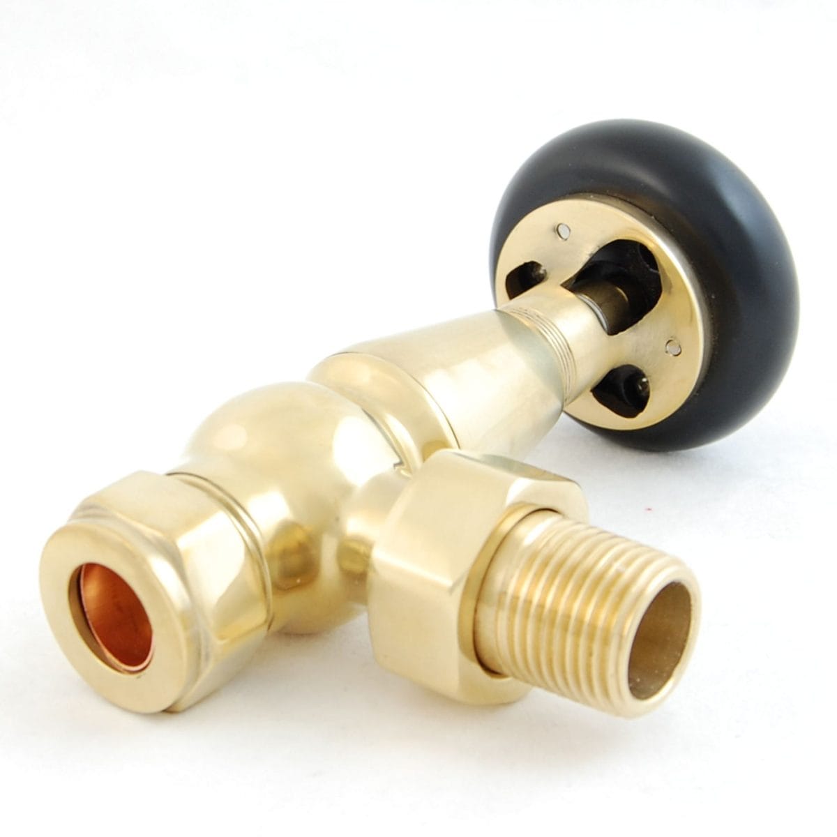 Eton Traditional Radiator Valve - Unlacquered Brass (Angled Manual) 3.jpg