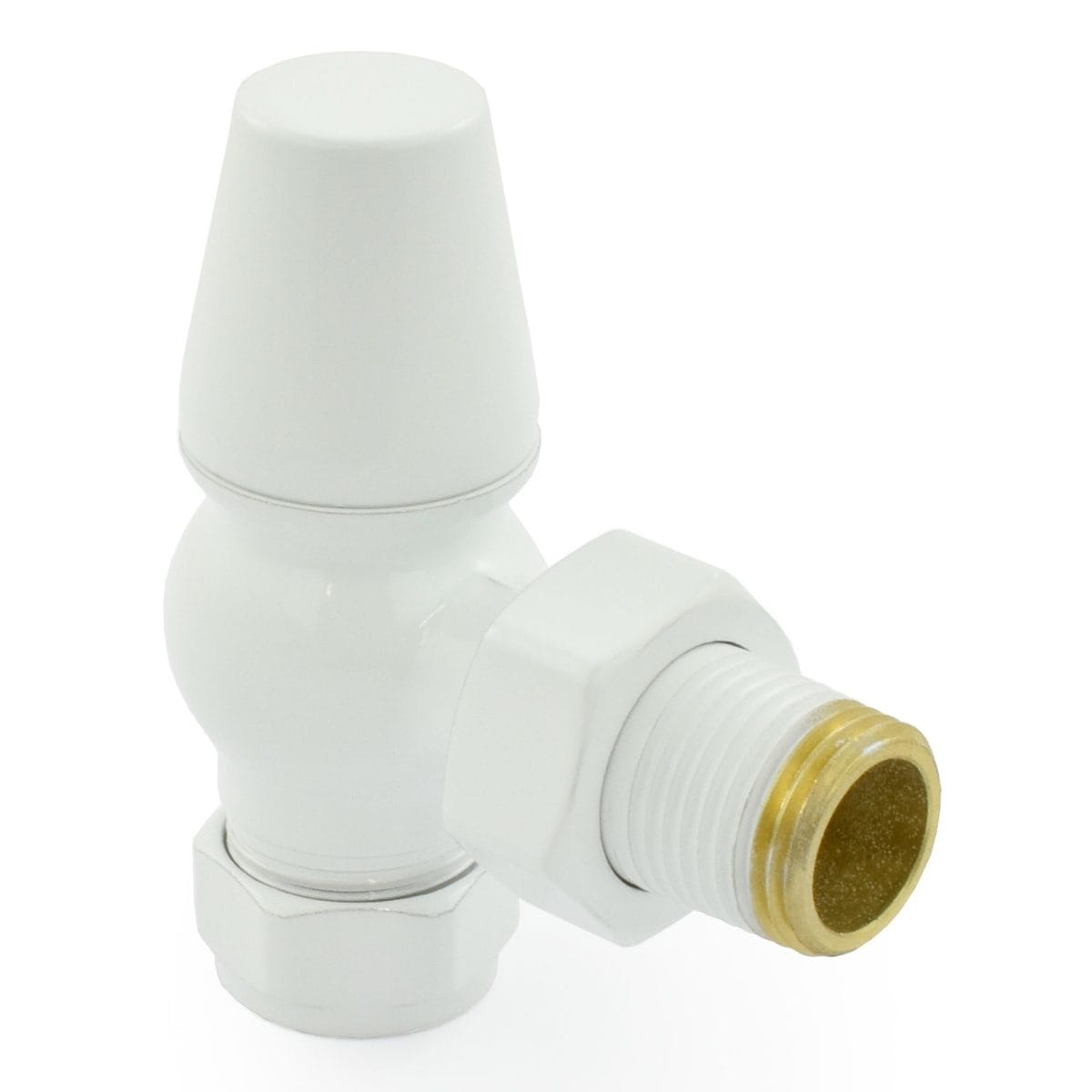 Eton Traditional Radiator Valve - White (Angled Manual) - Image 2