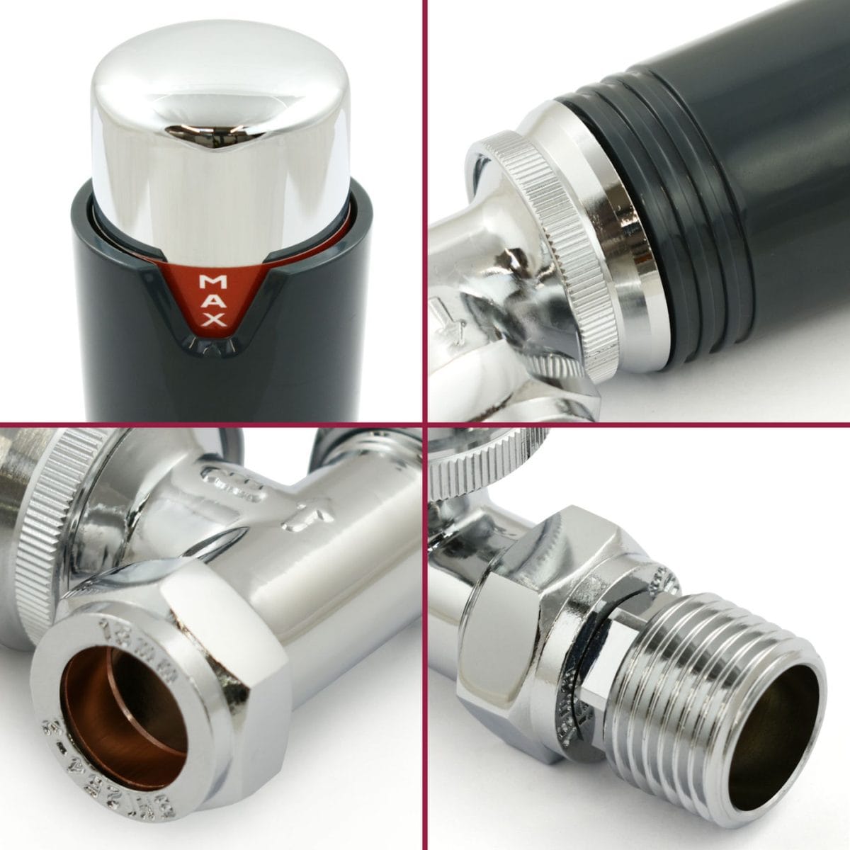 Echo Straight TRV Chrome & Anthracite Thermostatic Radiator Valve - Image 5